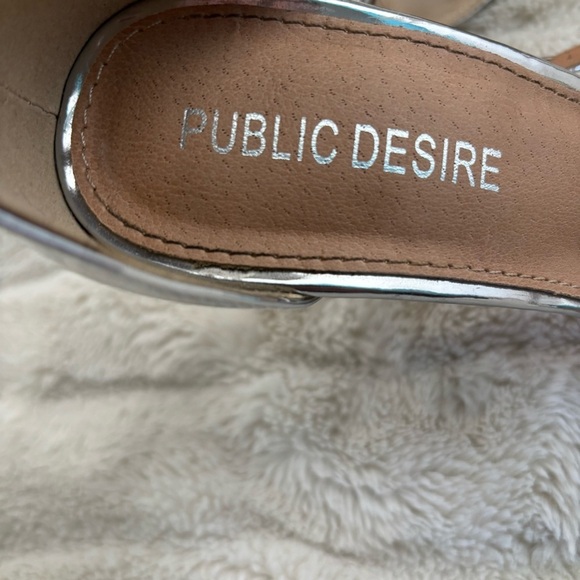 Public Desire Silver Stiletto High Heels with Ankle Strap Size 7 - Picture 9 of 13